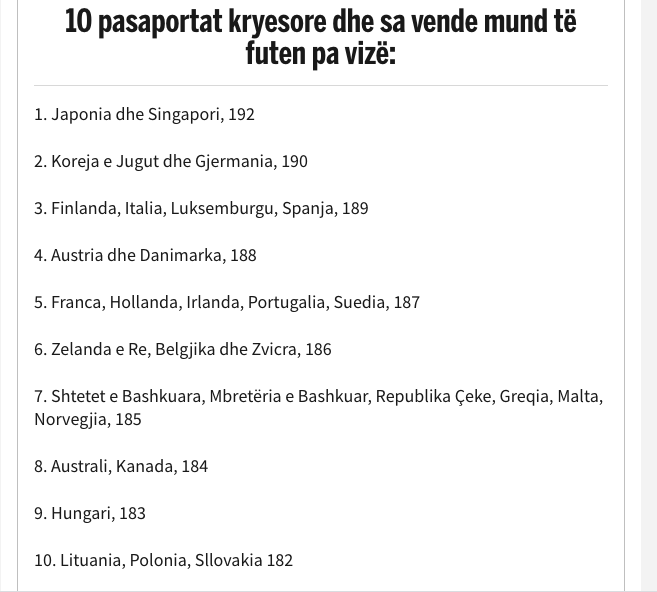 Udhëton pa vizë në 189 shtete. Pasaporta finlandeze, e treta në botë